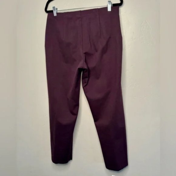Eileen Fisher Tapered Stretch Crepe Ankle Pants Cassis Burgundy SIZE MEDIUM - Picture 5 of 14
